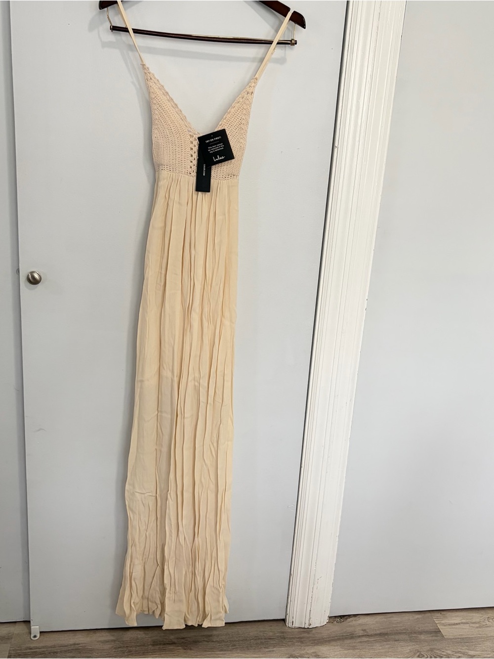 Lulus crocheted bodice Maxi Dress Women S New Cream Ivory Fall Milkmaid Ren Fair